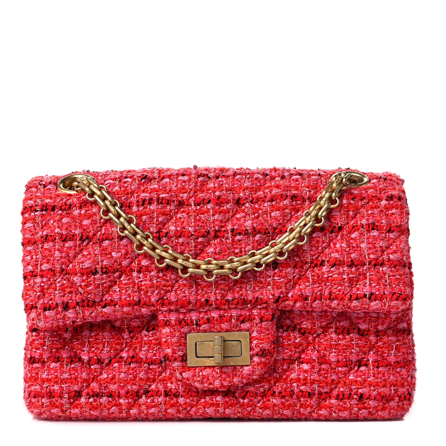 Tweed Quilted Mini 2.55 Reissue Flap Red Ecru Black