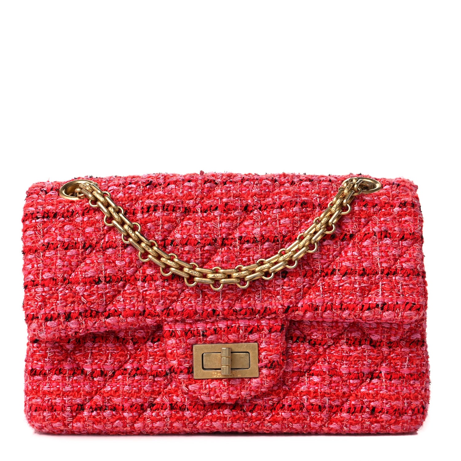 Chanel Tweed Quilted Mini 2.55 Reissue Flap Red Ecru Black 1 of 8
