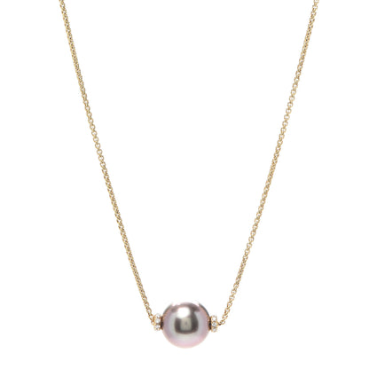 David Yurman 18K Yellow Gold Diamond Tahitian Pearl 11mm Solari Pendant Necklace 1 of 4