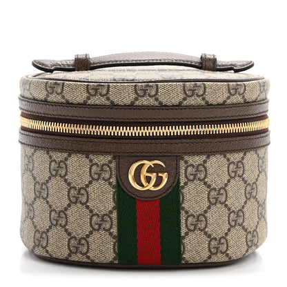 Gucci GG Supreme Monogram Textured Calfskin Web Ophidia Vanity Cosmetic Case Beige Ebony New Acero 1 of 9