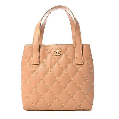 Chanel Calfskin Wild Stitch Tote Beige 1 of 11