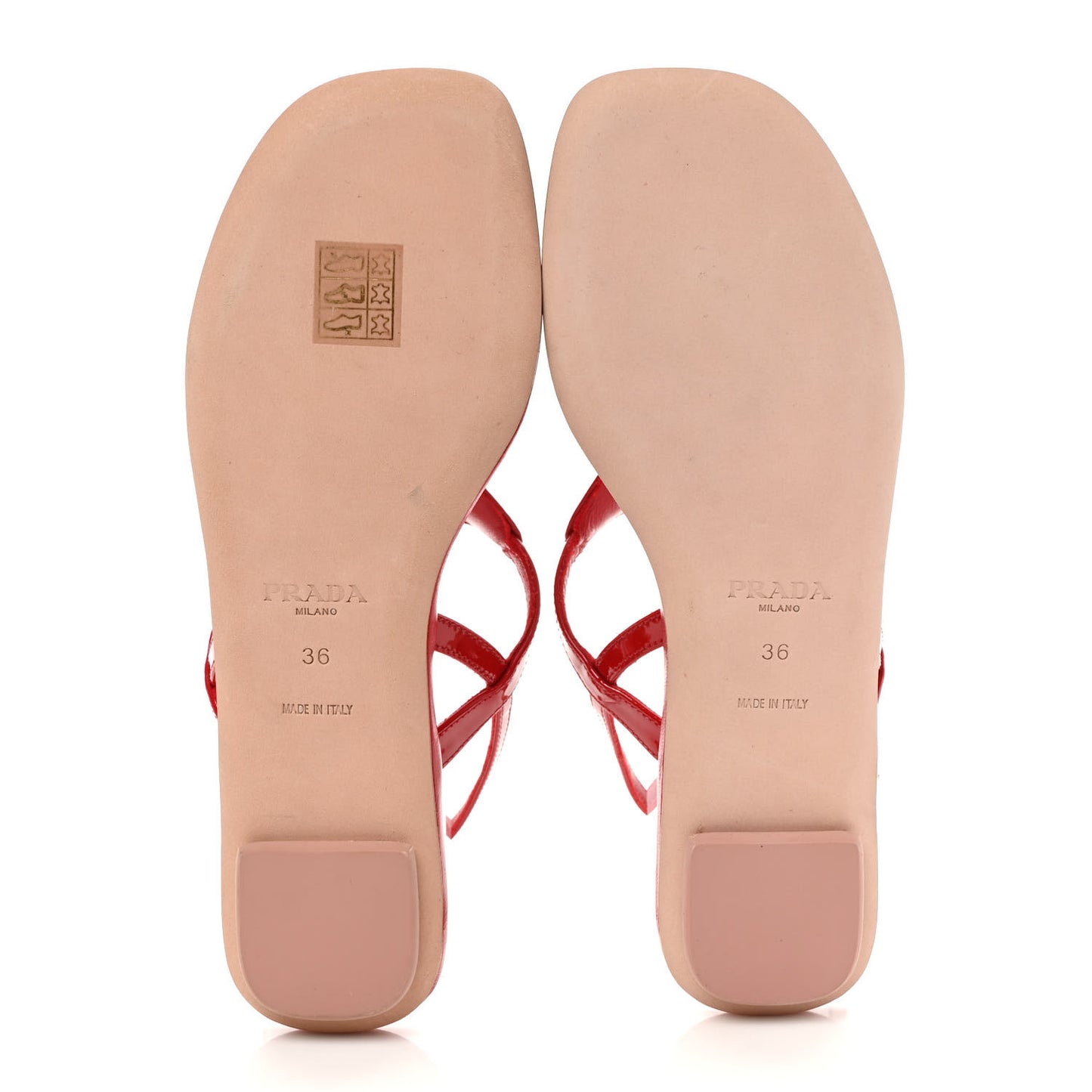 Vernice Metal Triangle Logo Slingback Flat Thong Sandals 36 Rosso