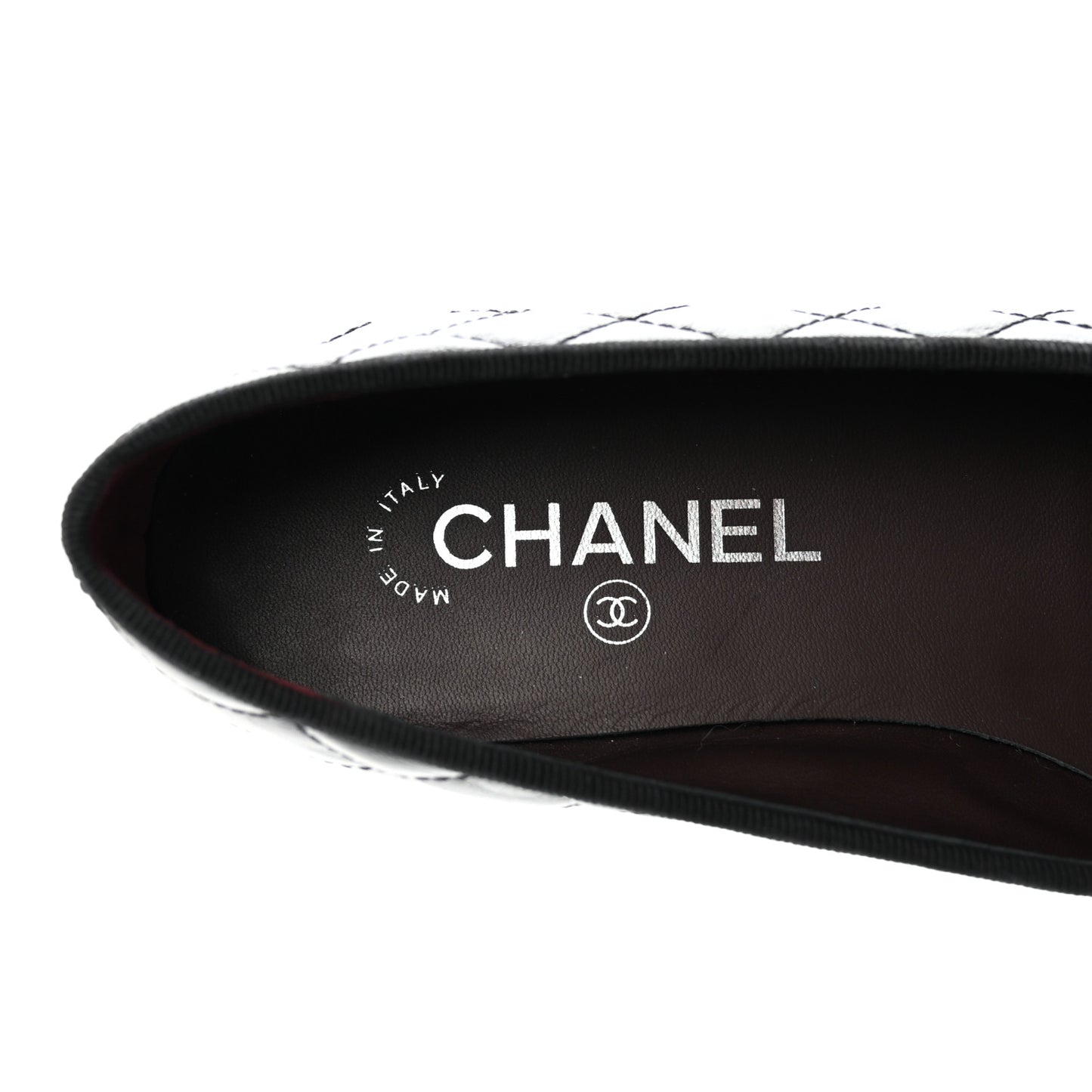 Aged Calfskin Quilted CC Cap Toe Ballerina Flats 39.5 Black