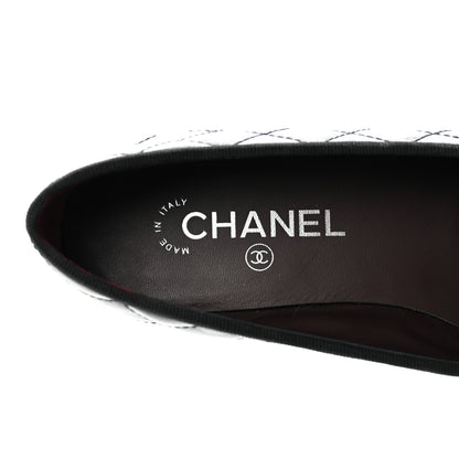 Chanel Aged Calfskin Quilted CC Cap Toe Ballerina Flats 39.5 Black 7 of 14