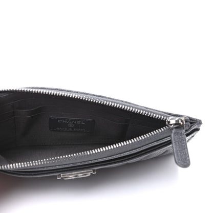Chanel Caviar Quilted Classic Zip Boy Pouch Dark Grey 5 of 7