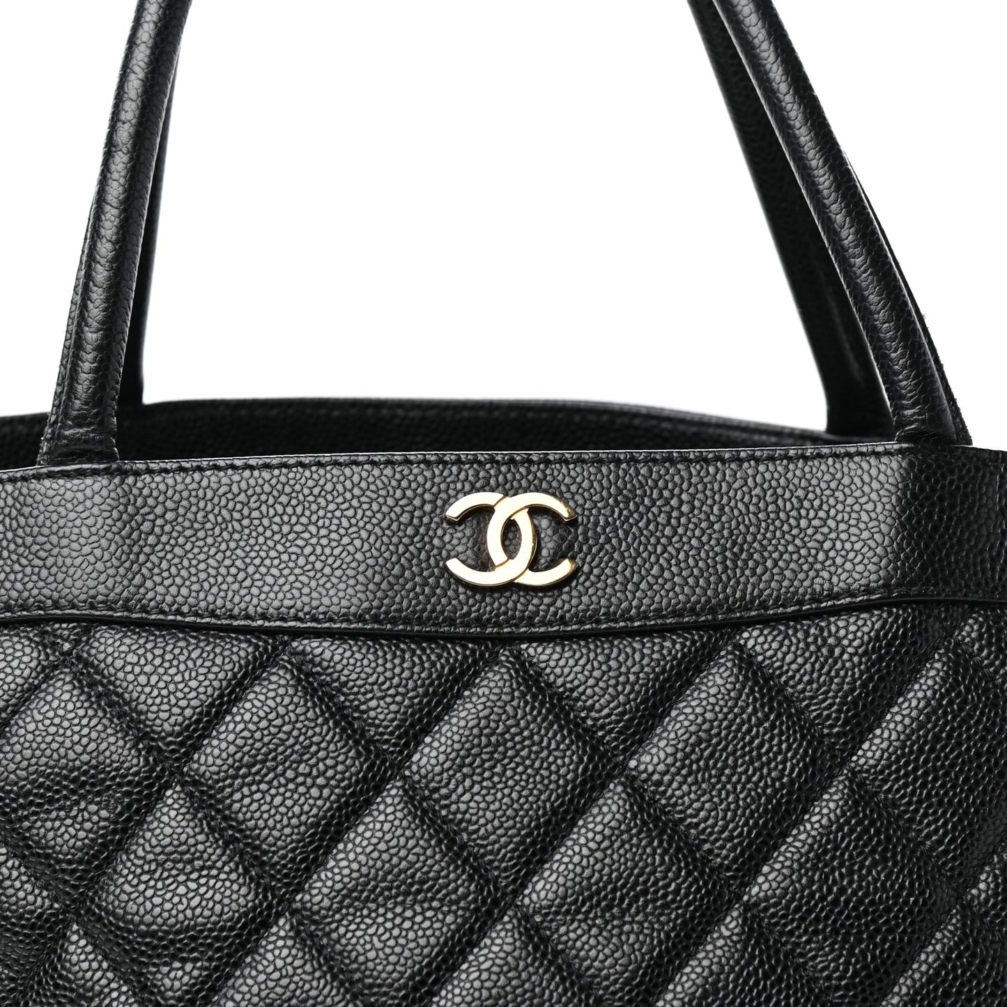 Caviar Quilted CC Shopping Tote Black