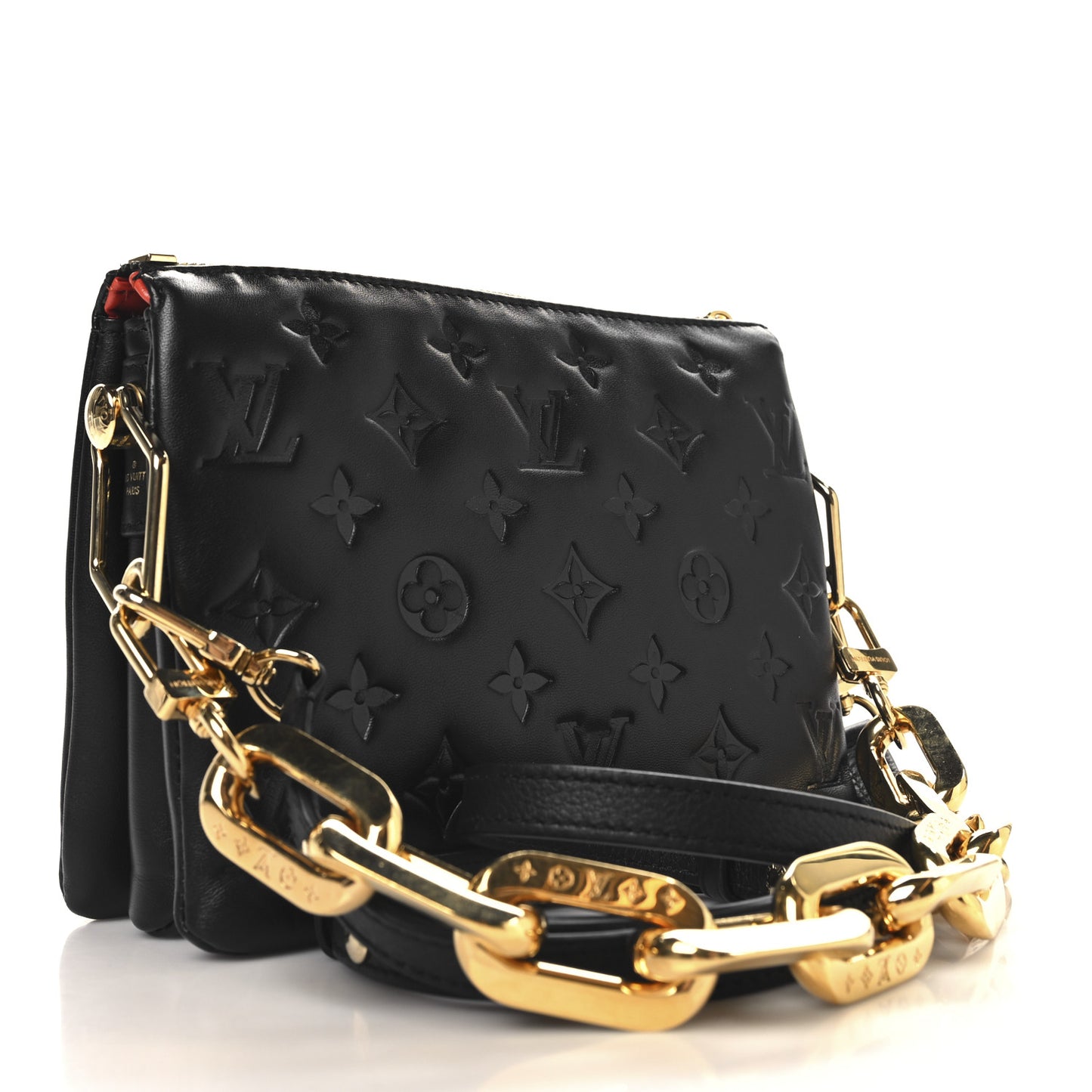 Lambskin Embossed Monogram Coussin BB Black