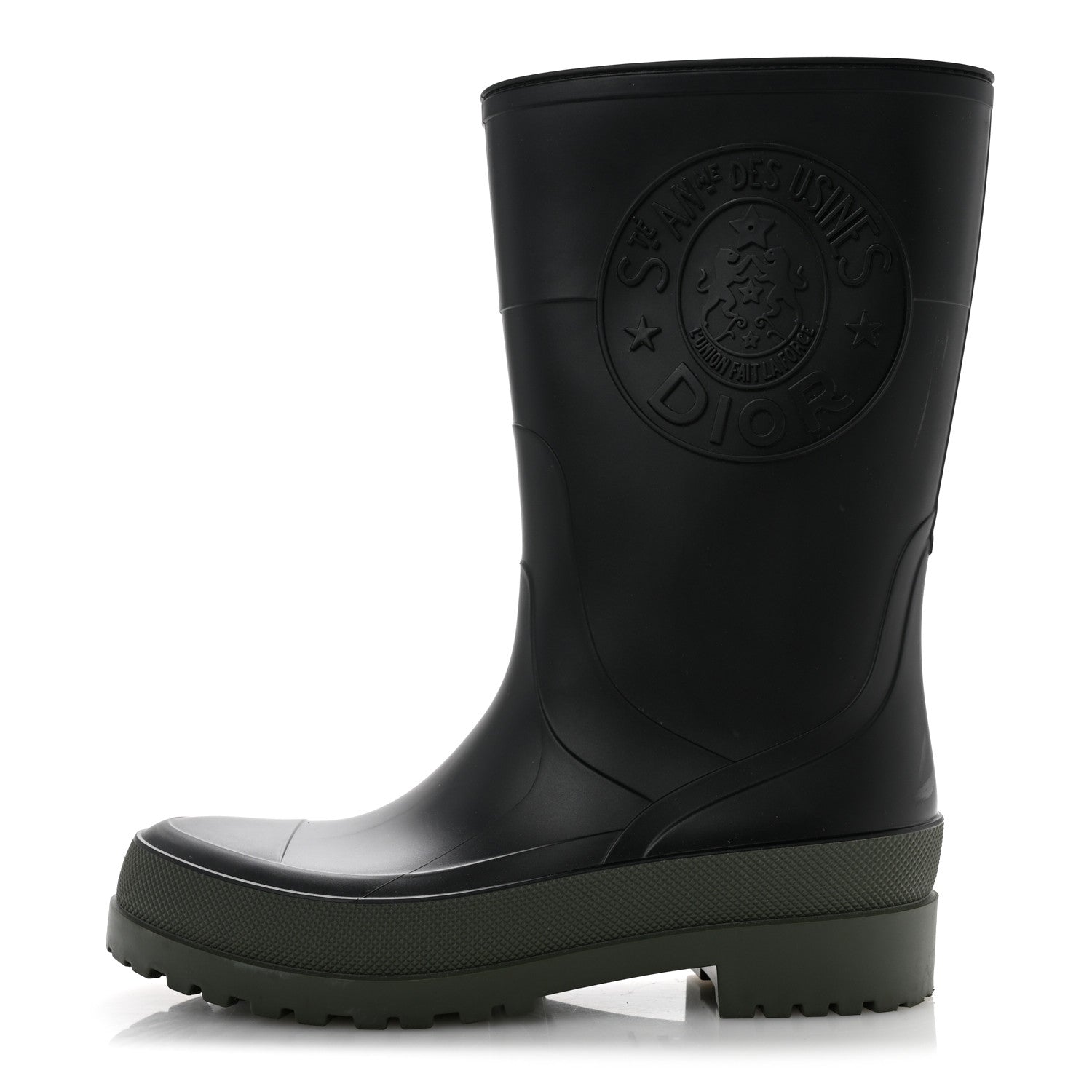 Christian Dior Rubber Diorunion Rain Boots 38 Black Military 1 of 9