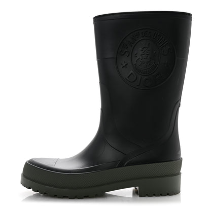 Christian Dior Rubber Diorunion Rain Boots 38 Black Military 1 of 9
