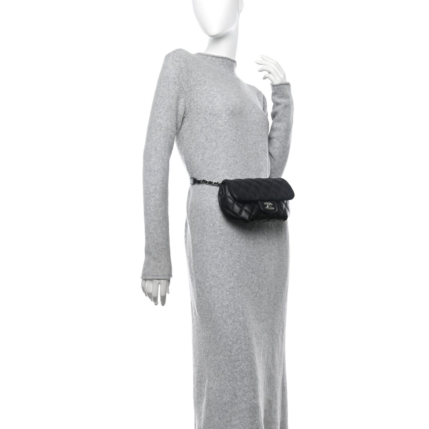 Chanel Calfskin Quilted CC Uniform Flap Belt Bag Black 2 of 11