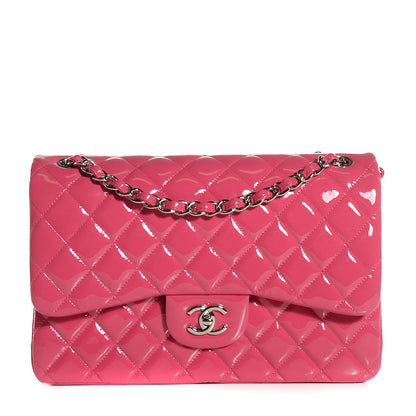 Chanel Patent Calfskin Quilted Jumbo Double Flap Fuchsia 1 of 8