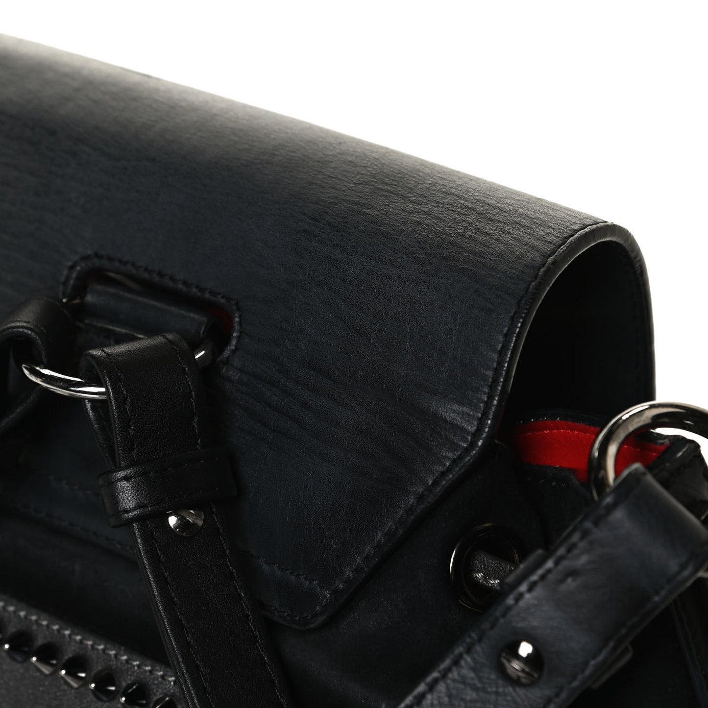 Metallic Sheepskin Spikes Lucky L Convertible Backpack Black