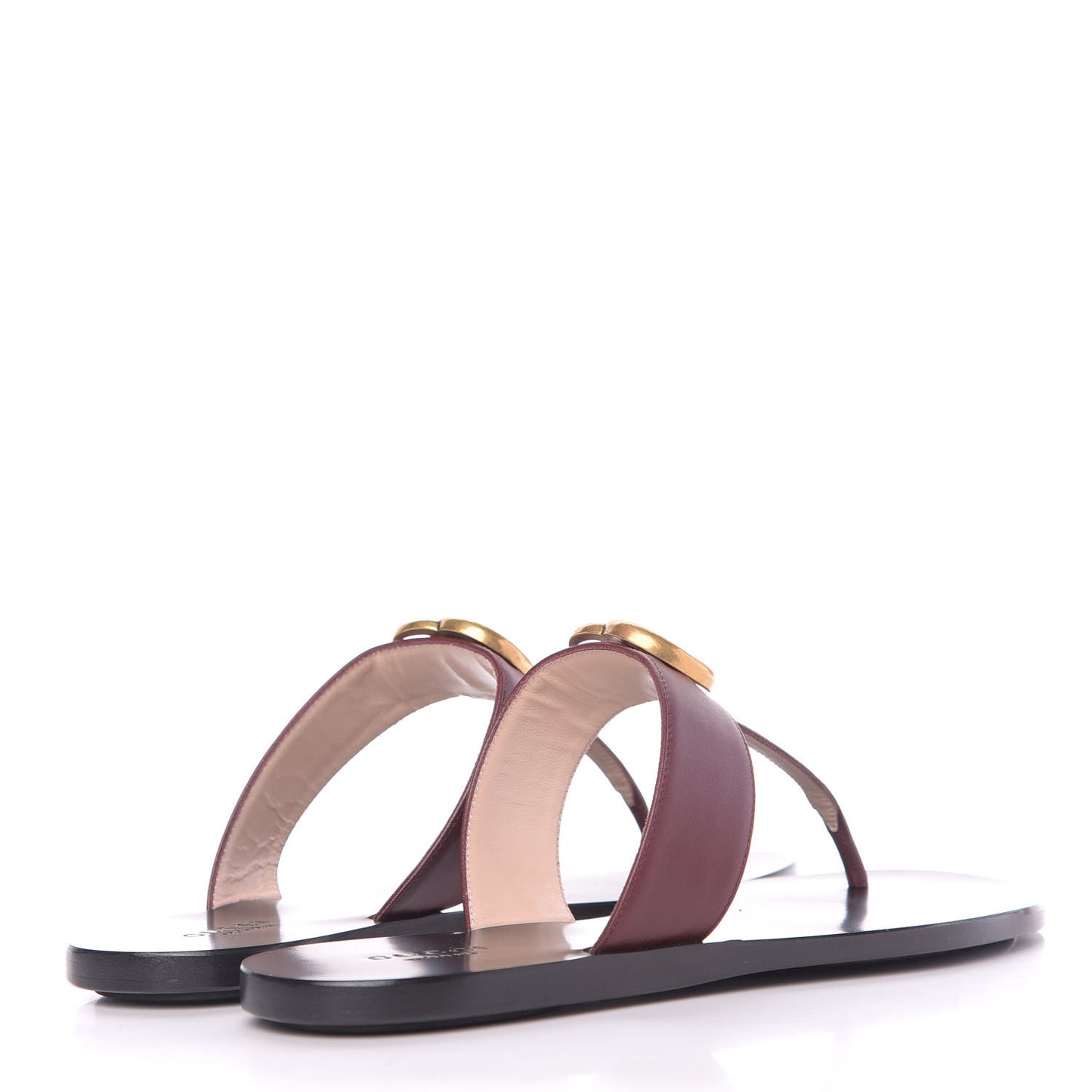 Calfskin GG Marmont Thong Sandals 37 Vintage Bordeaux