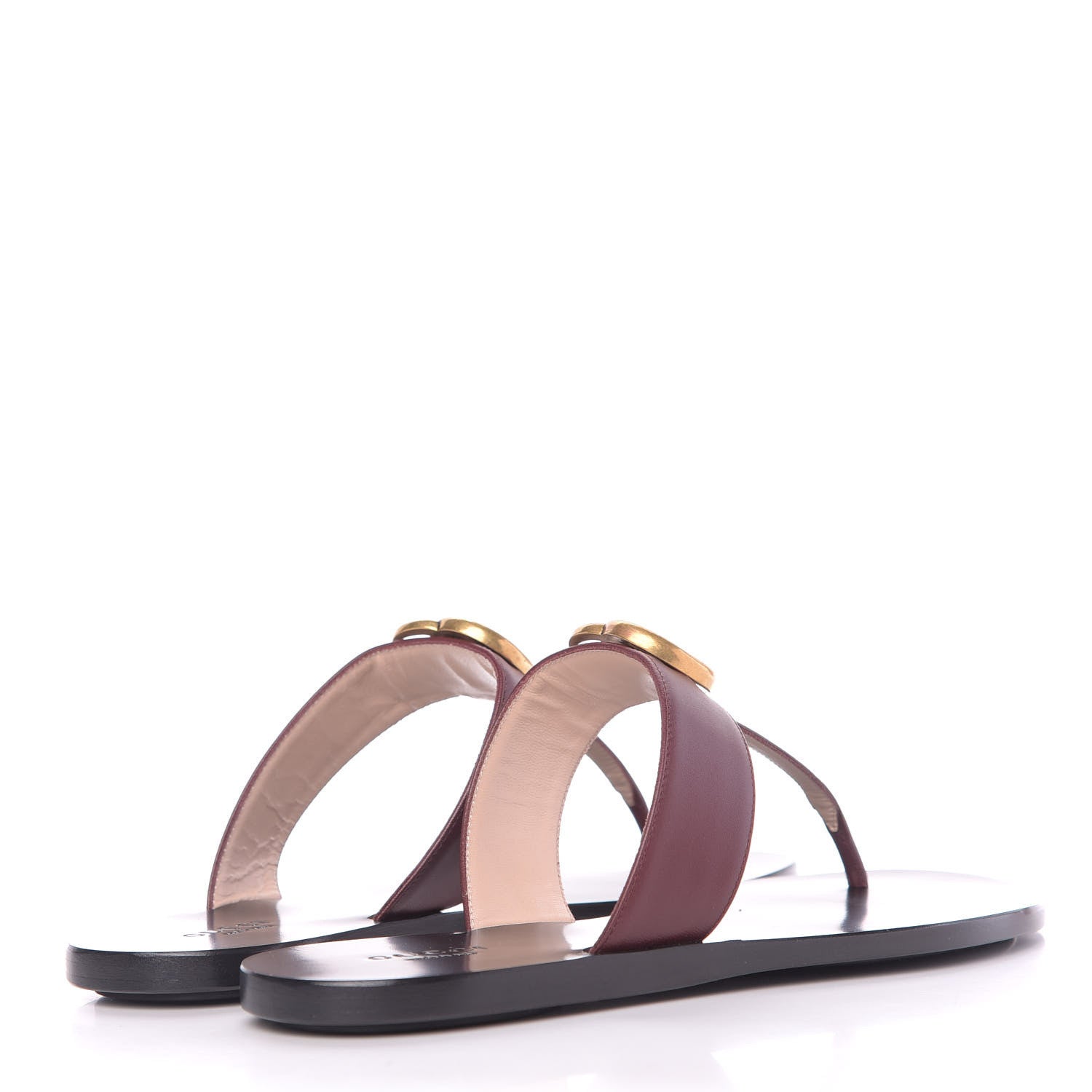 Gucci Calfskin GG Marmont Thong Sandals 37 Vintage Bordeaux 4 of 10