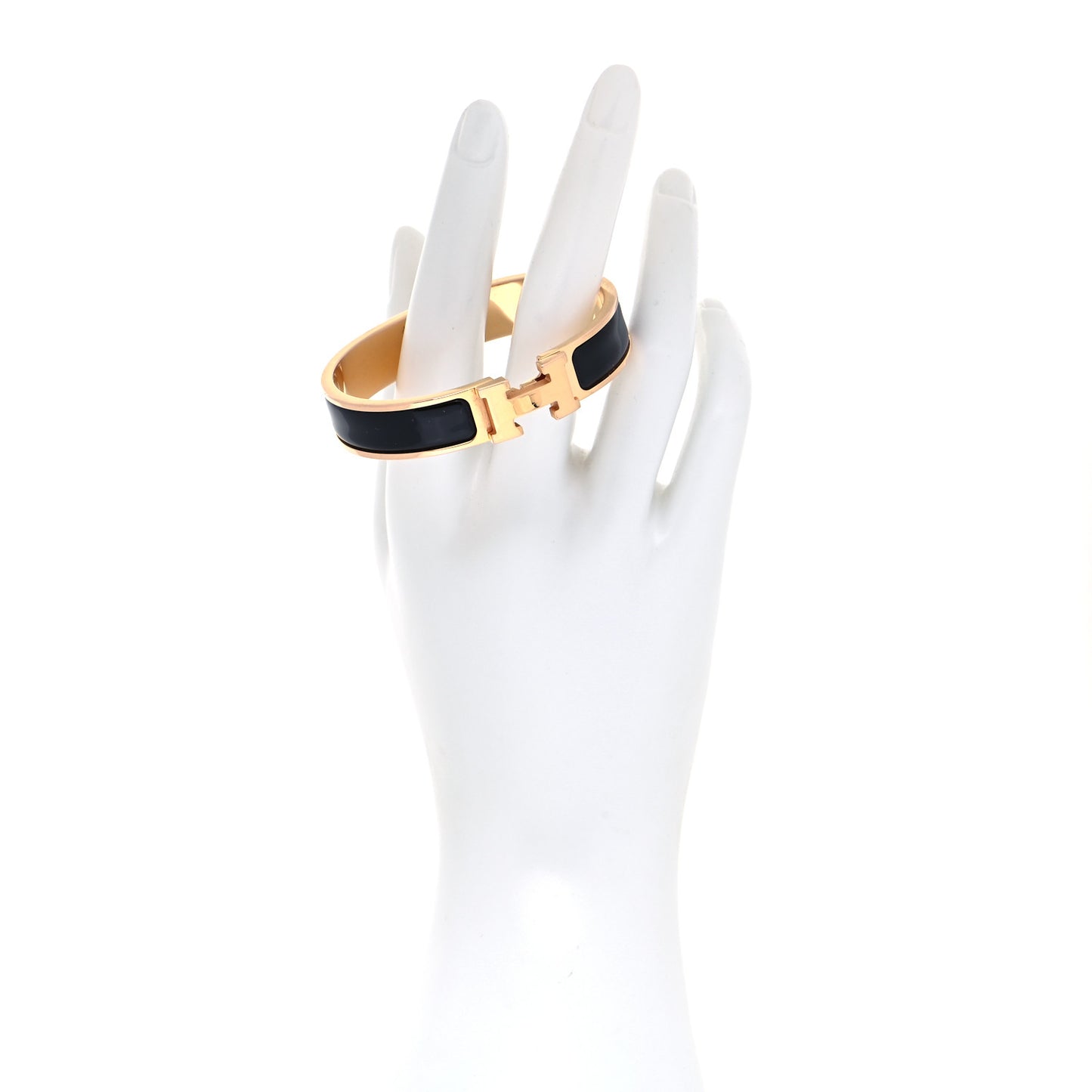 Enamel Narrow Clic Clac H Bracelet GM Black