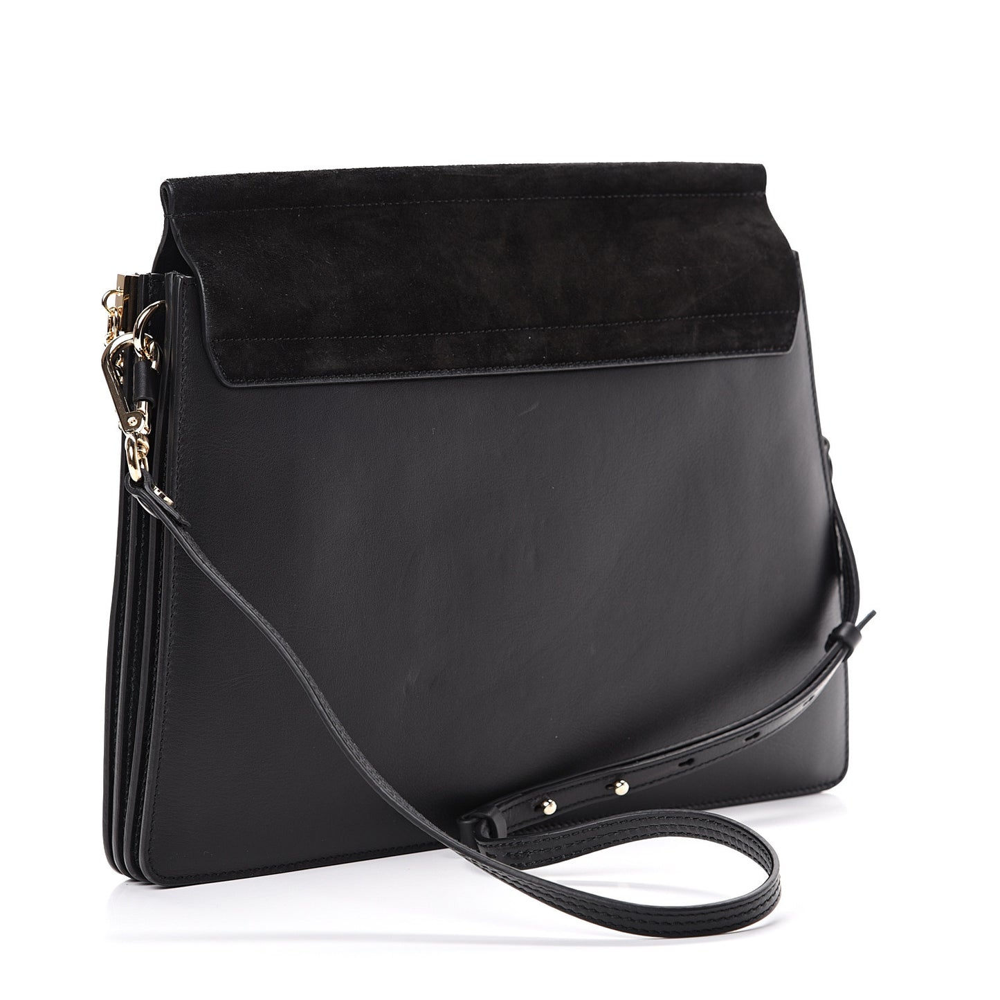 Suede Calfskin Medium Faye Shoulder Bag Black