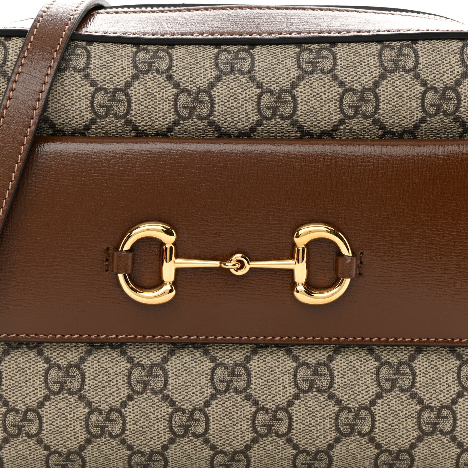 Gucci GG Supreme Monogram Small Horsebit 1955 Shoulder Bag Beige Brown Sugar 8 of 12