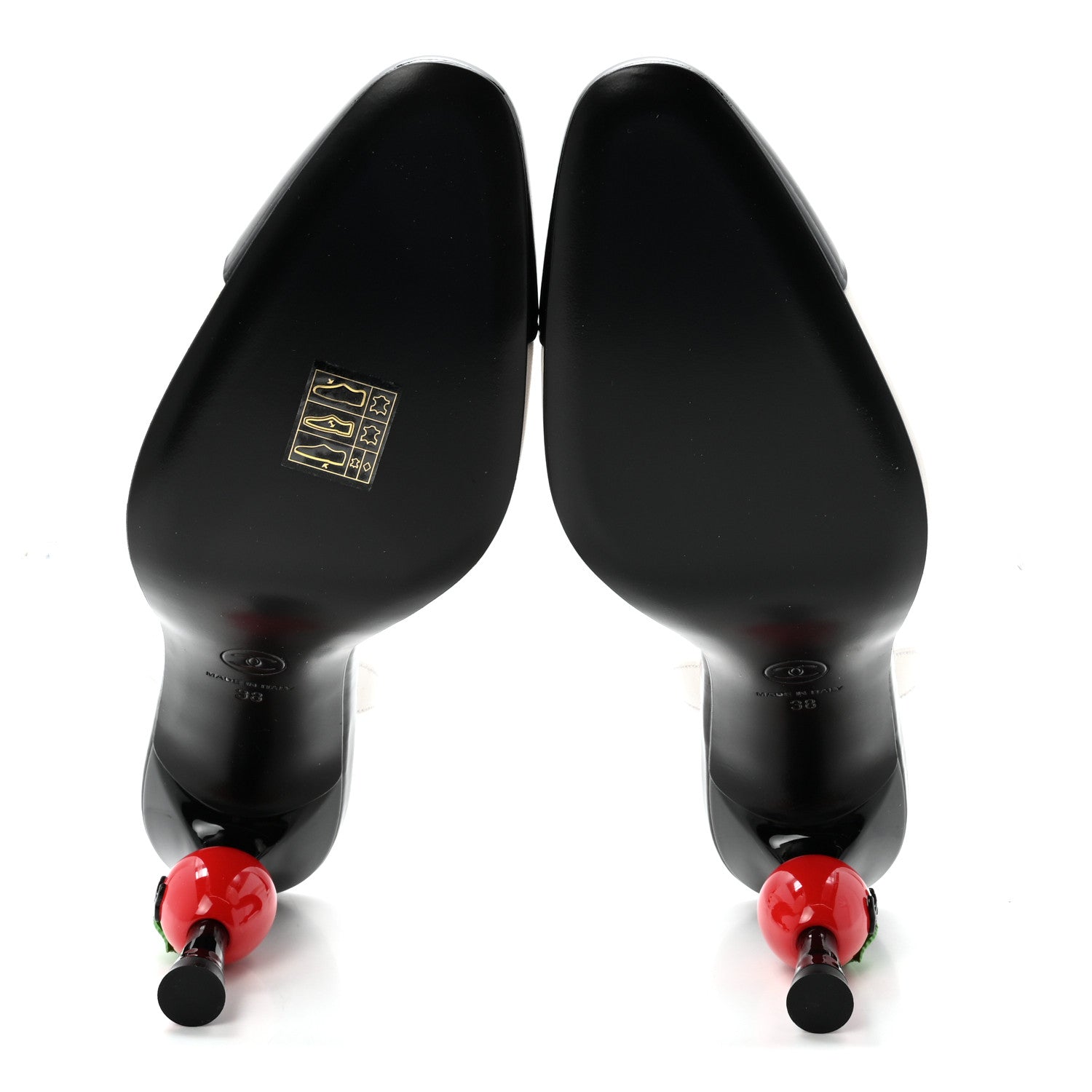 Chanel Lambskin Patent Calfskin Cap Toe CC Apple Slingback Pumps 38 White Black 6 of 10