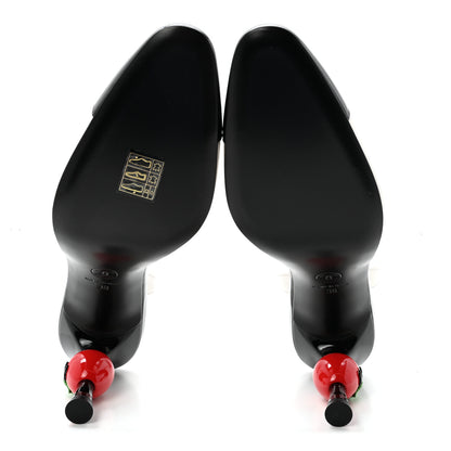Chanel Lambskin Patent Calfskin Cap Toe CC Apple Slingback Pumps 38 White Black 6 of 10