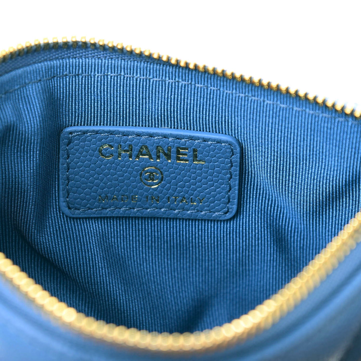 Caviar Quilted Small Cosmetic Case Blue