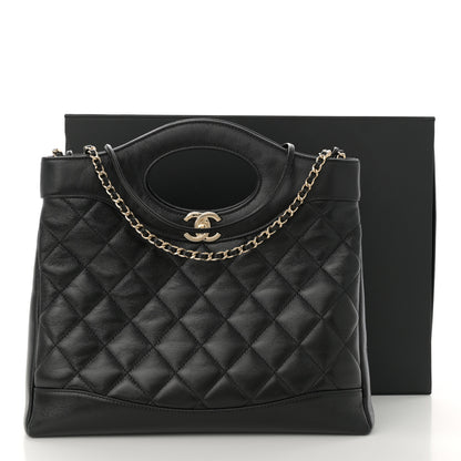 Chanel Shiny Crumpled Calfskin Quilted Small 31 Shopping Bag Black 12 of 12