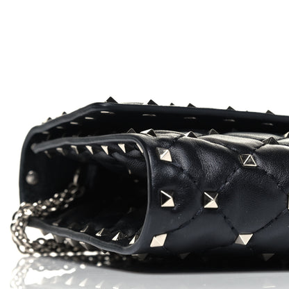Valentino Garavani Lambskin Rockstud Spike Wallet on Chain Black 5 of 9