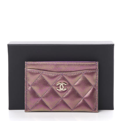Chanel Iridescent Lambskin Quilted Card Holder Purple 9 of 9