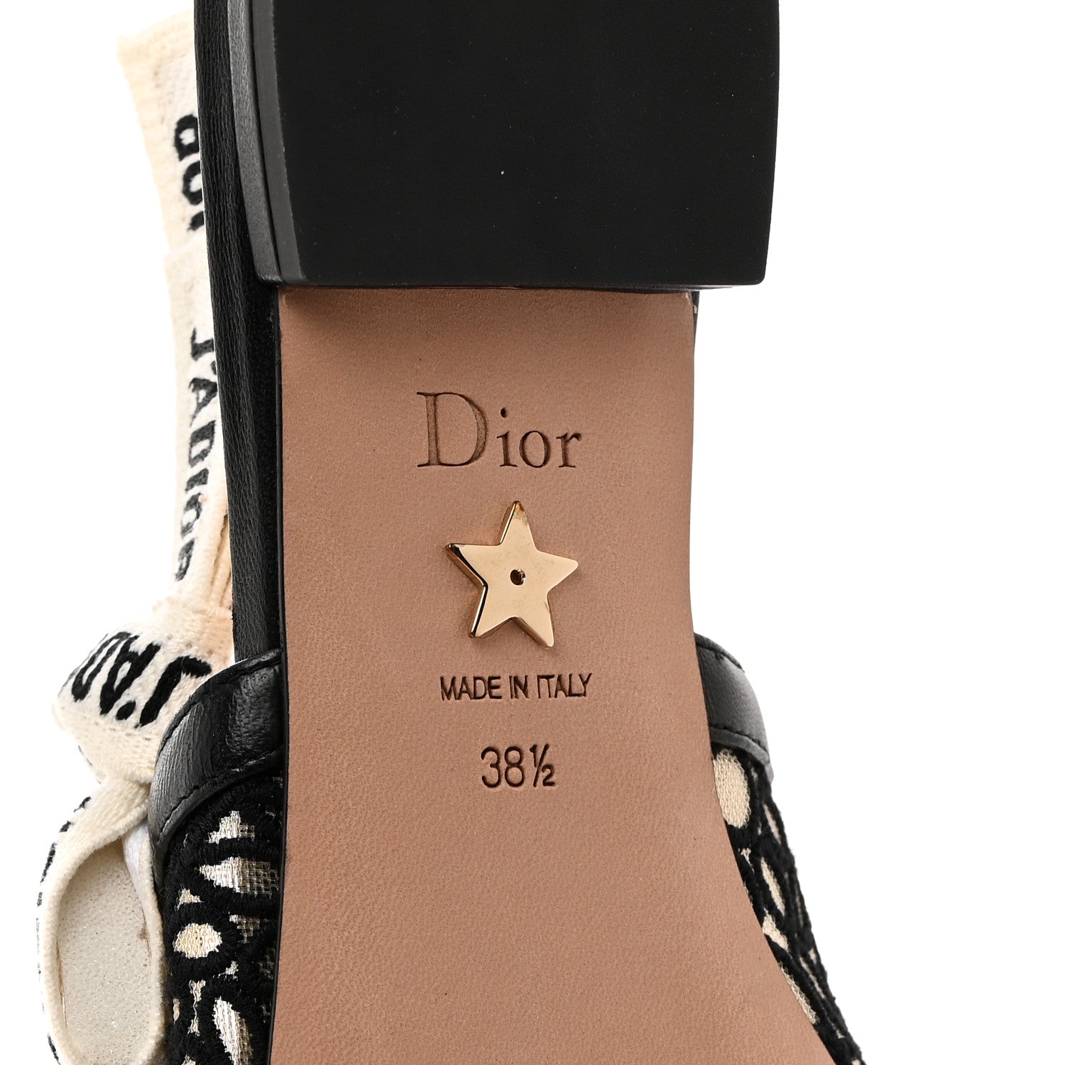 Christian Dior Fabric Ribbon Lace Embroidered J'Adior Slingback Flats 38.5 Black 8 of 8
