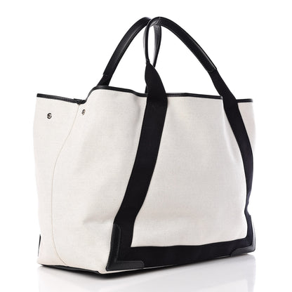 Balenciaga Cotton Canvas Calfskin M Navy Cabas Natural Black 4 of 14