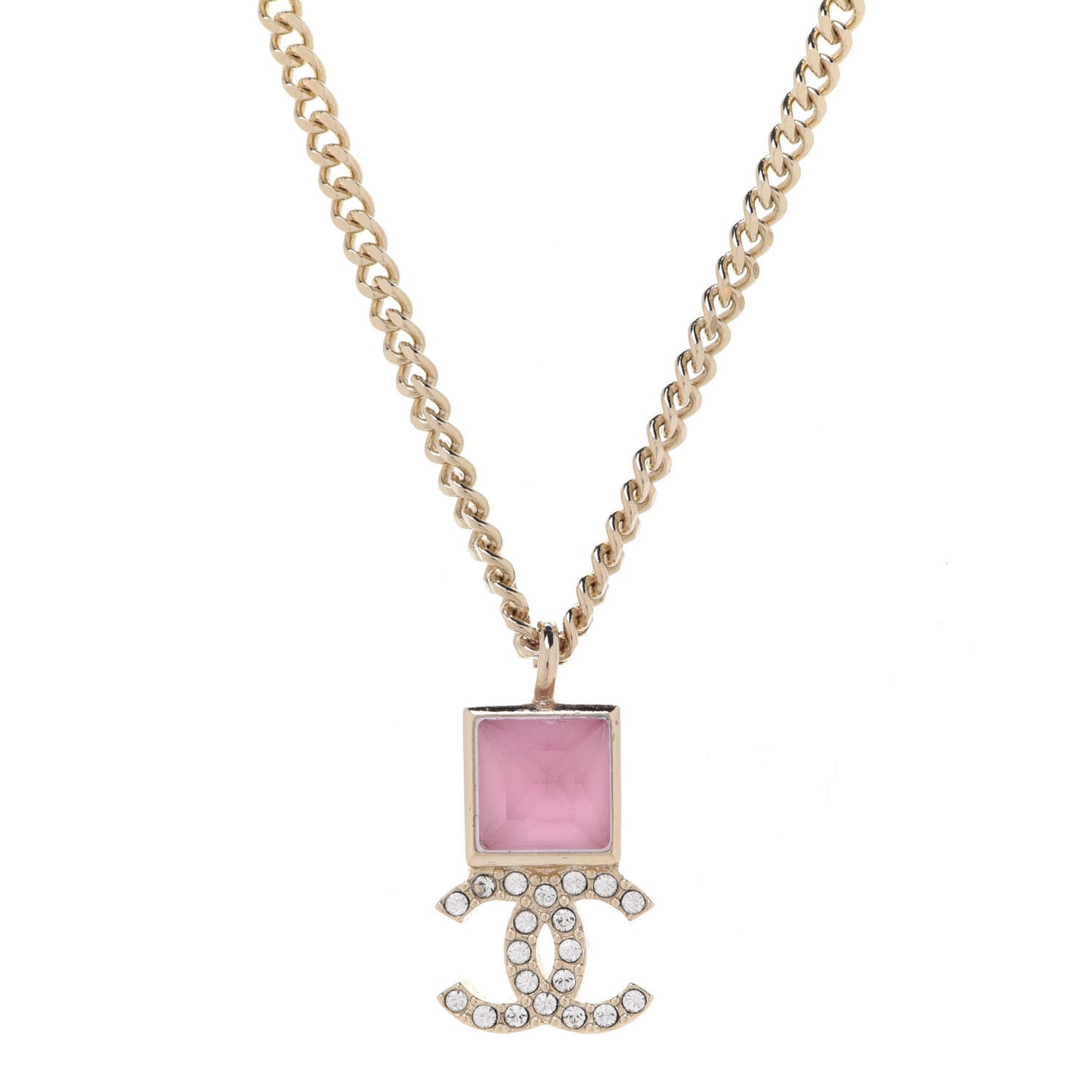 Crystal Resin CC Necklace Pink Gold