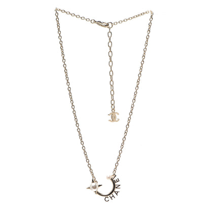 Chanel Pearl Logo Necklace Gold 2 of 4