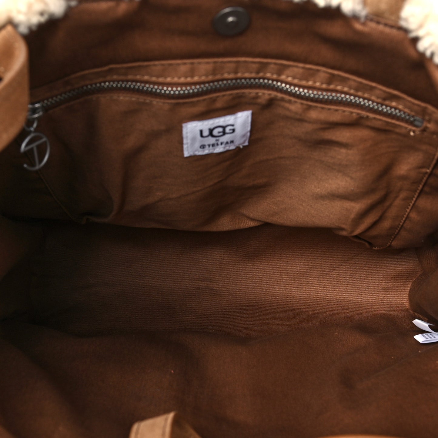 X UGG Suede Shearling Medium Shopping Bag Chestnut