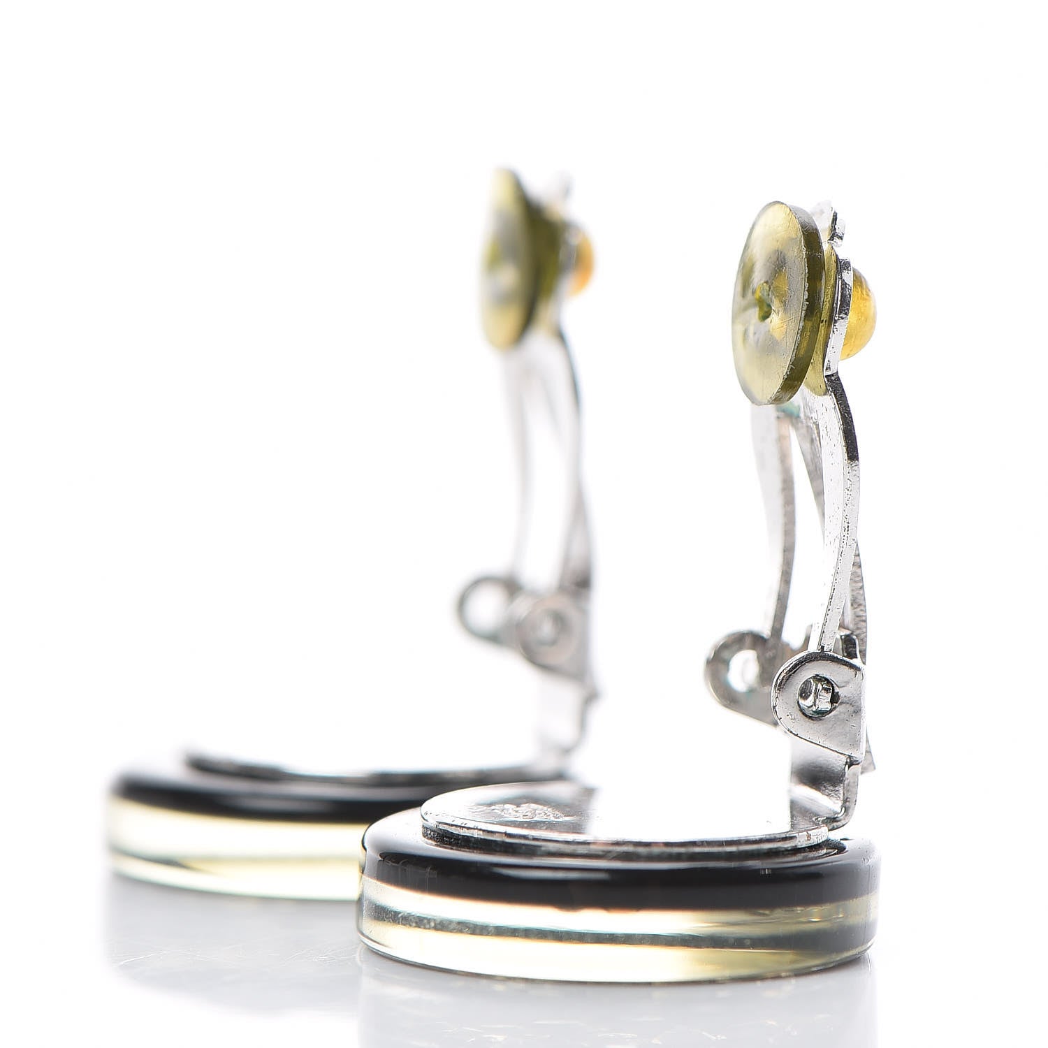 Chanel Resin Crystal CC Clip On Earrings Black 3 of 7