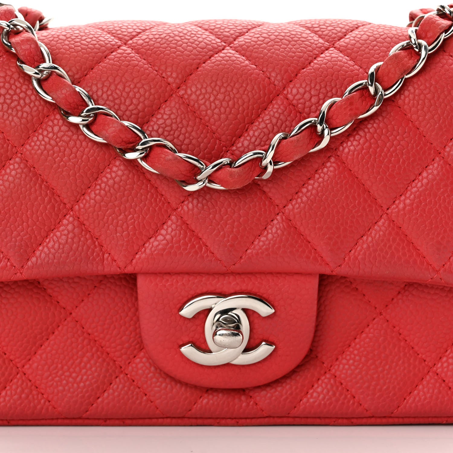 Chanel Iridescent Caviar Quilted Mini Rectangular Flap Dark Pink 8 of 16