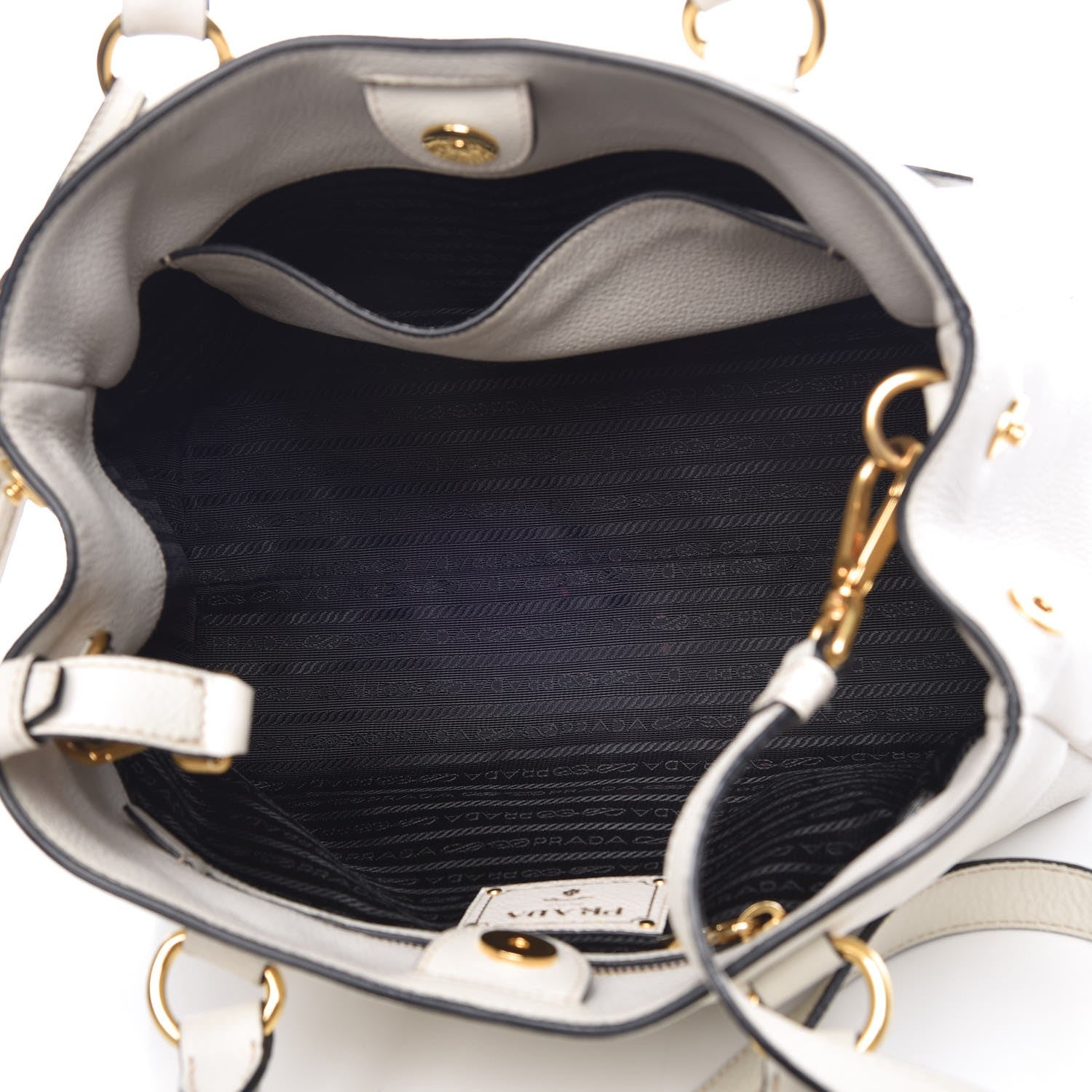 Prada Vitello Daino Top Handle Tote White 6 of 15