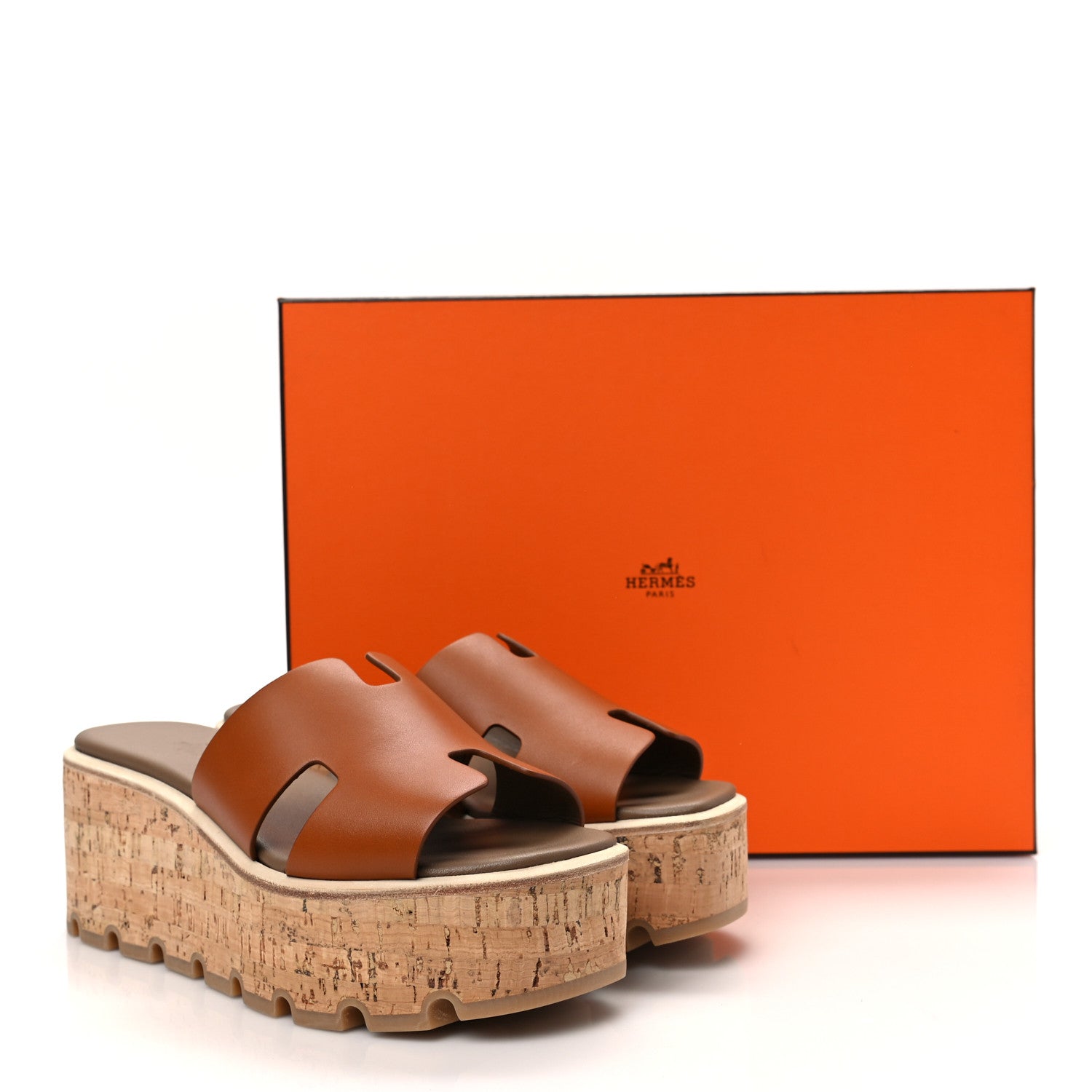 Hermes Calfskin Cork Eze 30 Sandals 36 Marron Glaise 8 of 8