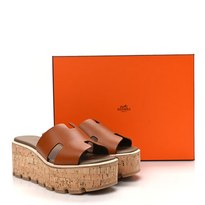 Hermes Calfskin Cork Eze 30 Sandals 36 Marron Glaise 8 of 8