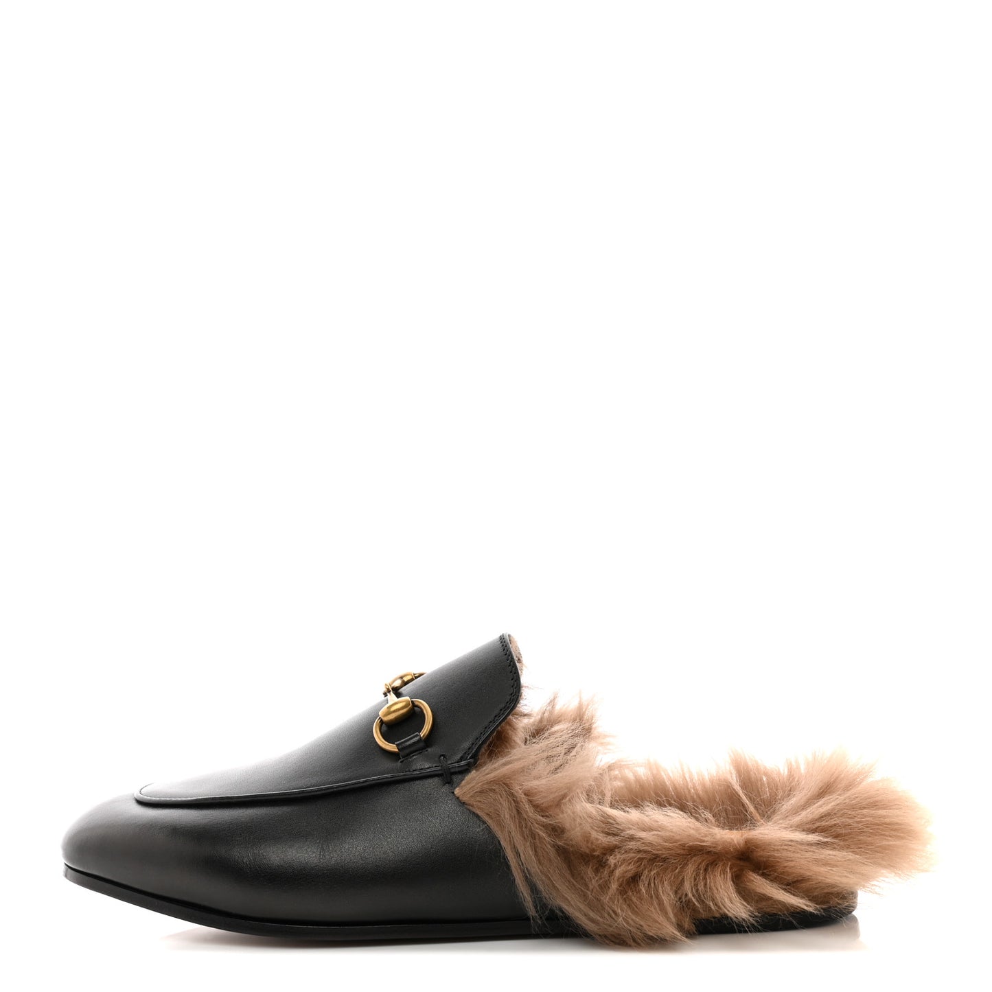 Calfskin Fur Womens Princetown Slippers 37 Black