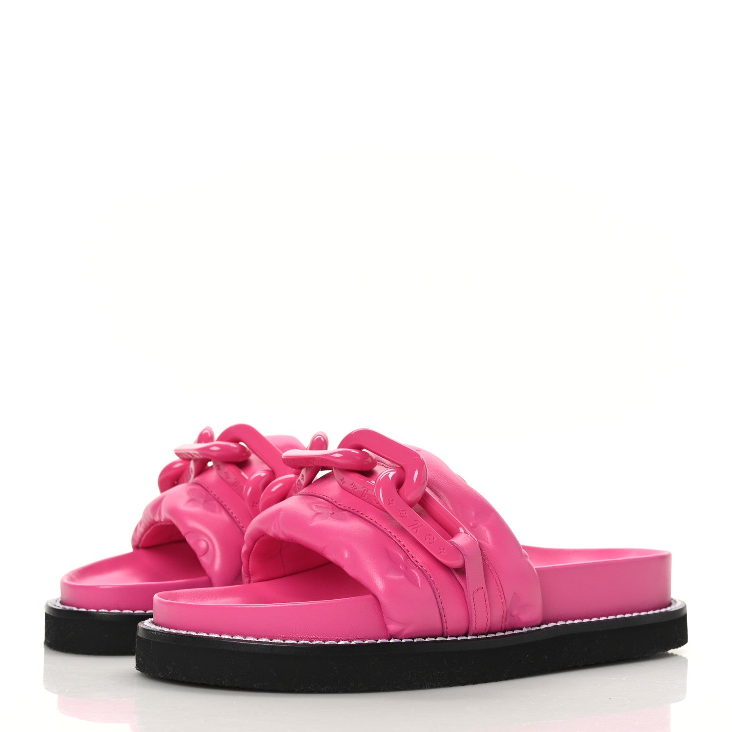 Louis Vuitton Calfskin Embossed Monogram Sunset Flat Comfort Mule 35 Rose Pop 3 of 8