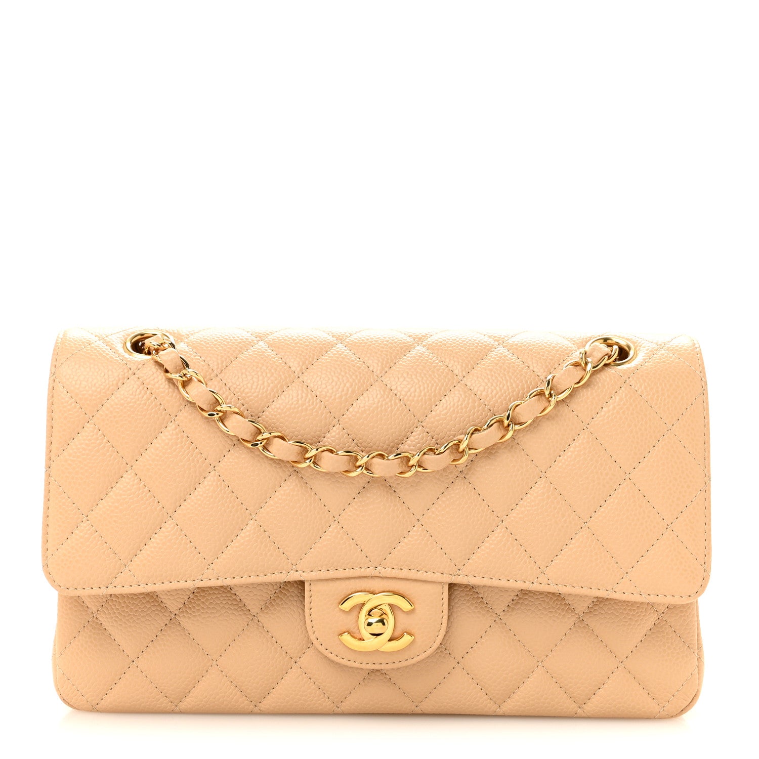 Chanel Caviar Quilted Medium Double Flap Beige 1 of 12