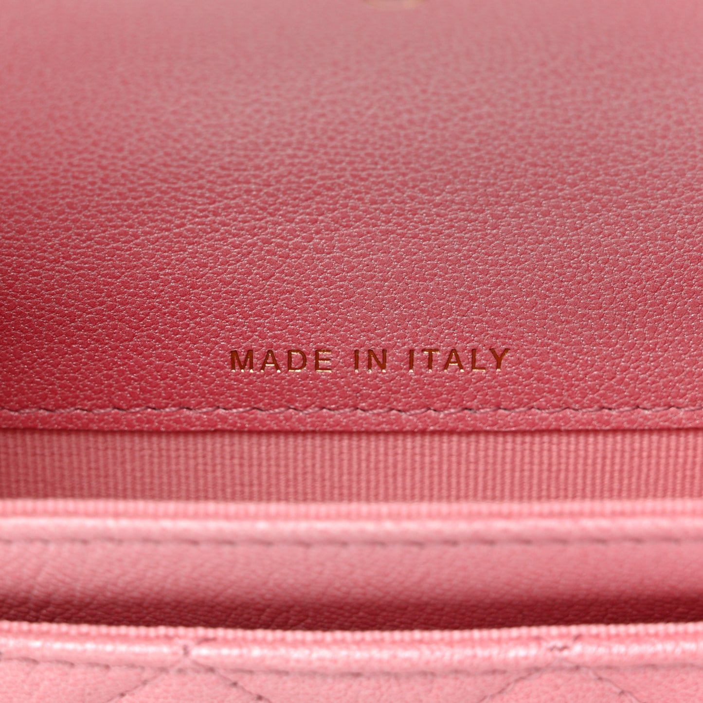 Cloudy Pearly Goatskin Quilted Flap Card Holder Wallet Pink