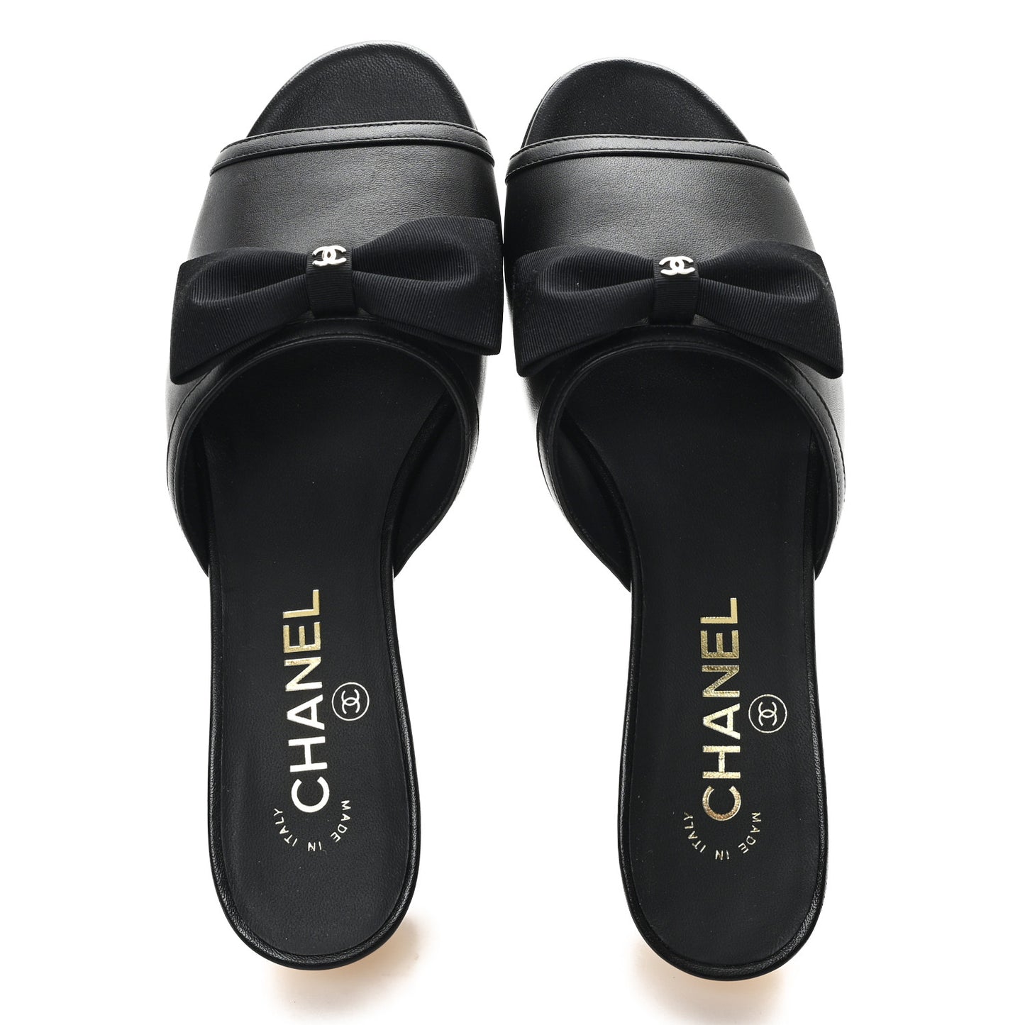 Lambskin Bow CC Mules 37.5 Black