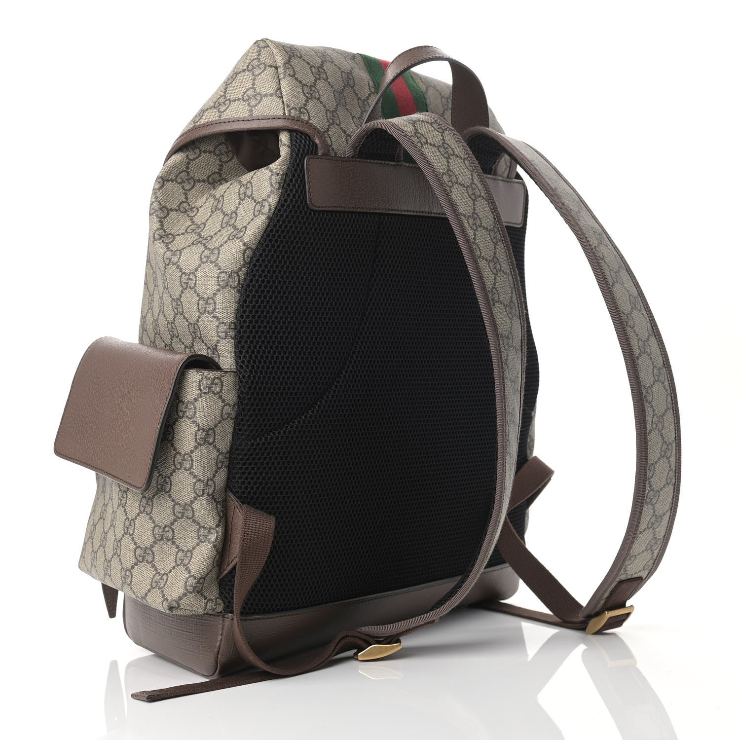 Gucci GG Supreme Monogram Medium Ophidia Double Buckle Backpack Brown 3 of 14
