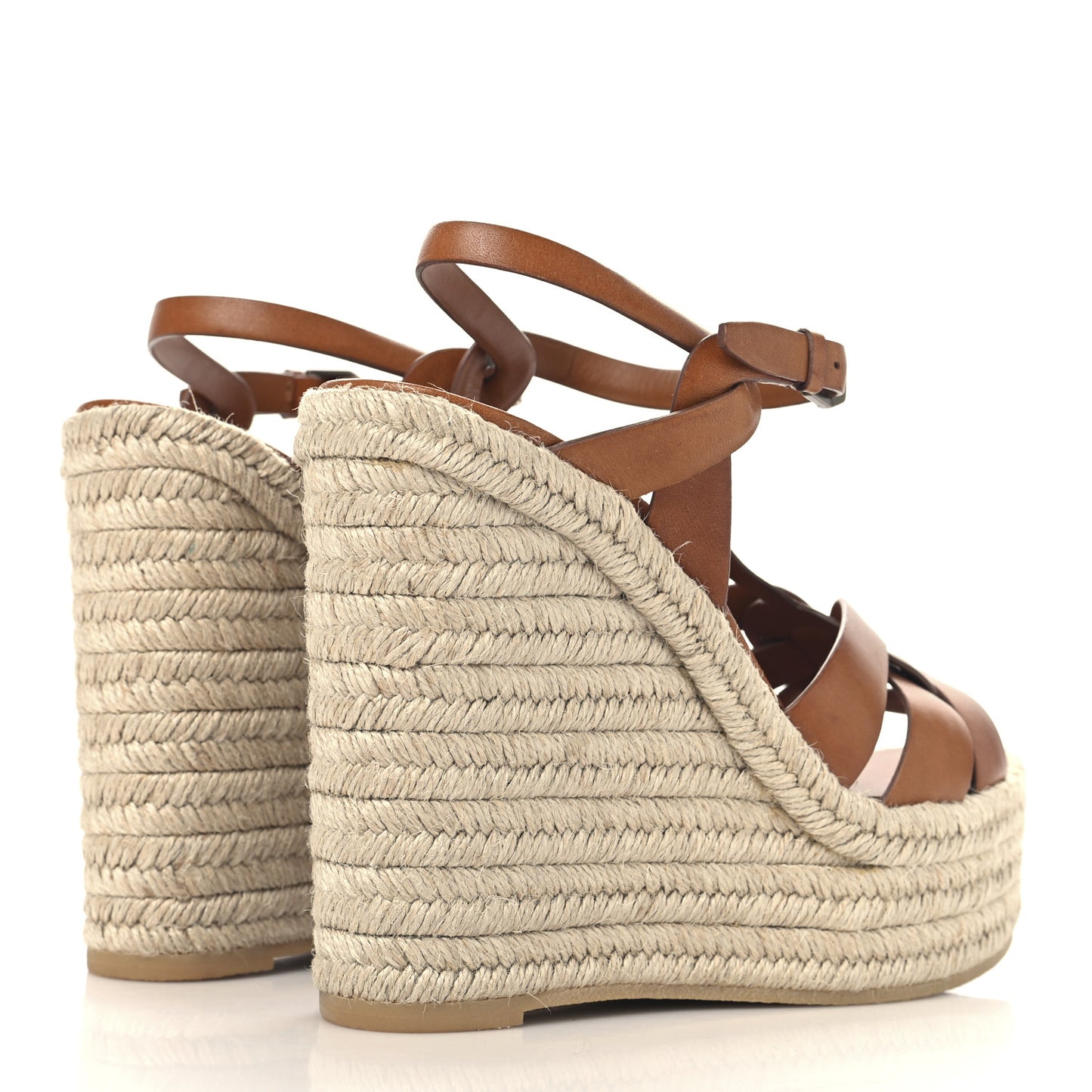 Calfskin 85 Platform Espadrille Wedge Sandals 39 Brown