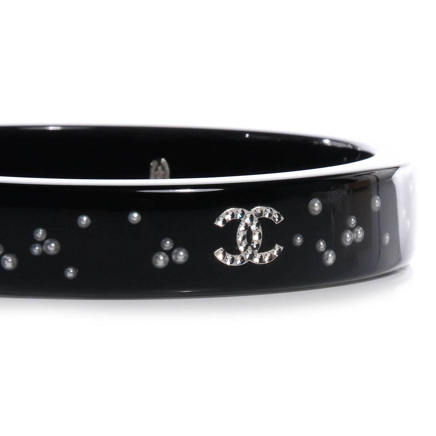 Chanel Resin Crystal CC Bangle Black 3 of 5
