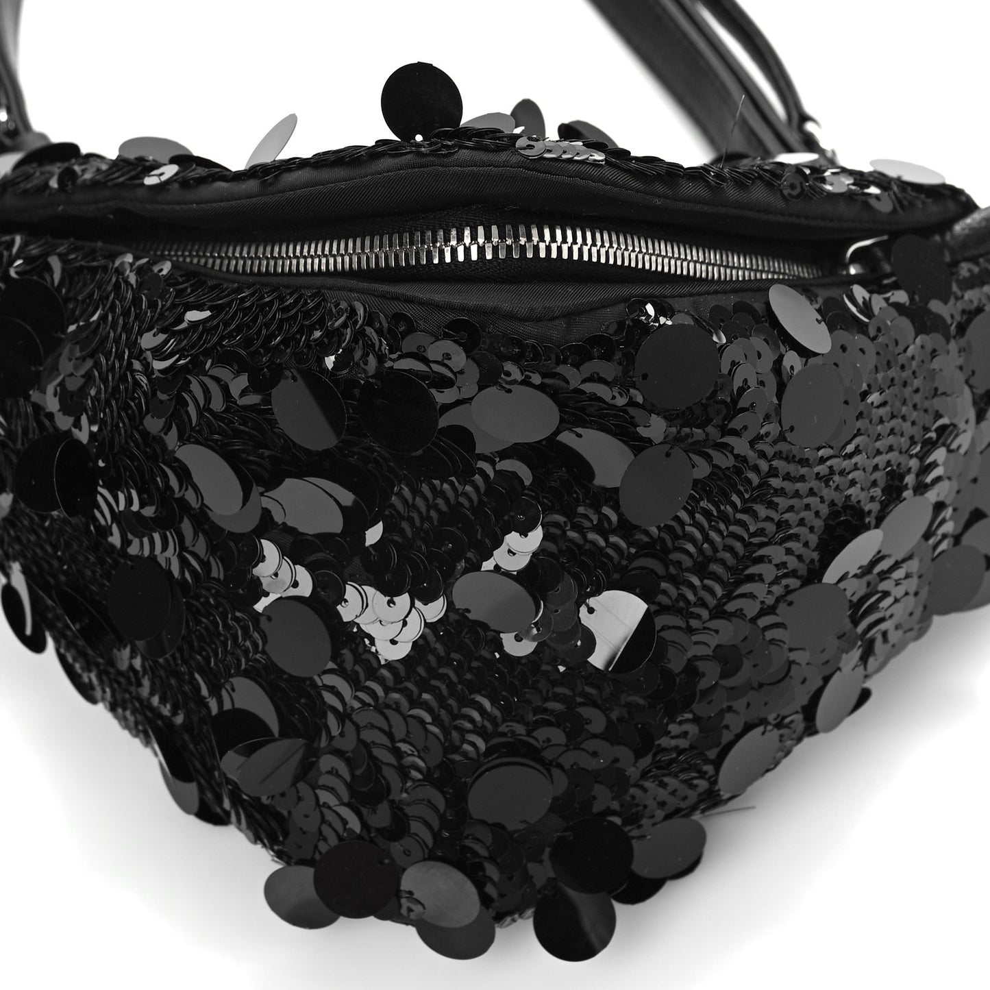 Paillettes Vitello Triangle Crossbody Black
