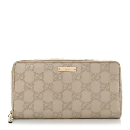 Gucci Guccissima Margaux Calfskin Metal Bar Zip Around Wallet White 1 of 14