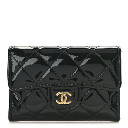 Chanel Patent Quilted Flap Card Holder Black 1 of 9