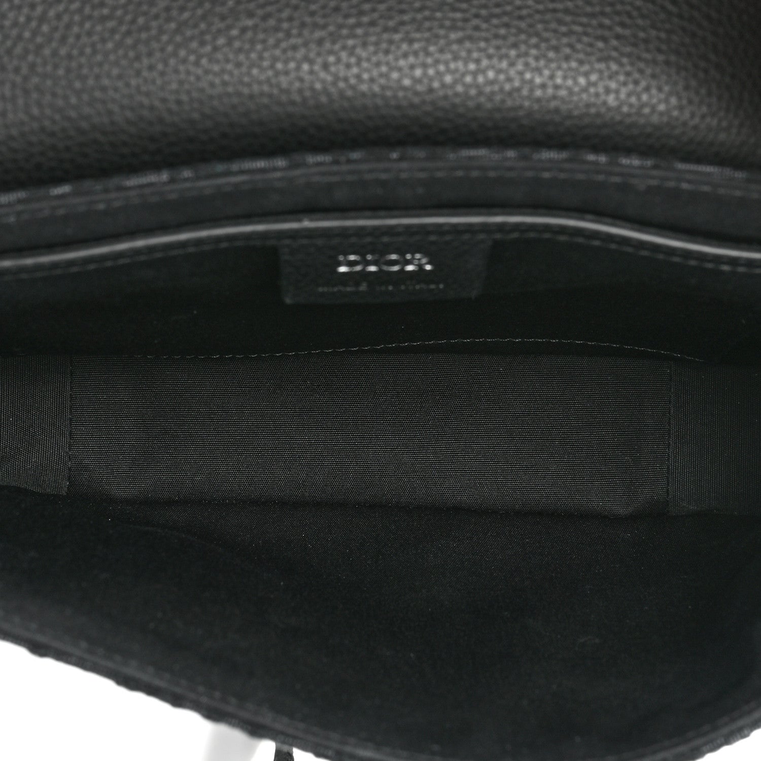 Christian Dior Oblique Jacquard Grained Calfskin Saddle Pouch With Strap Black 5 of 10