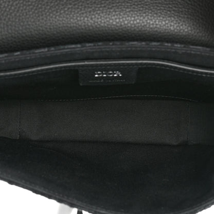 Christian Dior Oblique Jacquard Grained Calfskin Saddle Pouch With Strap Black 5 of 10